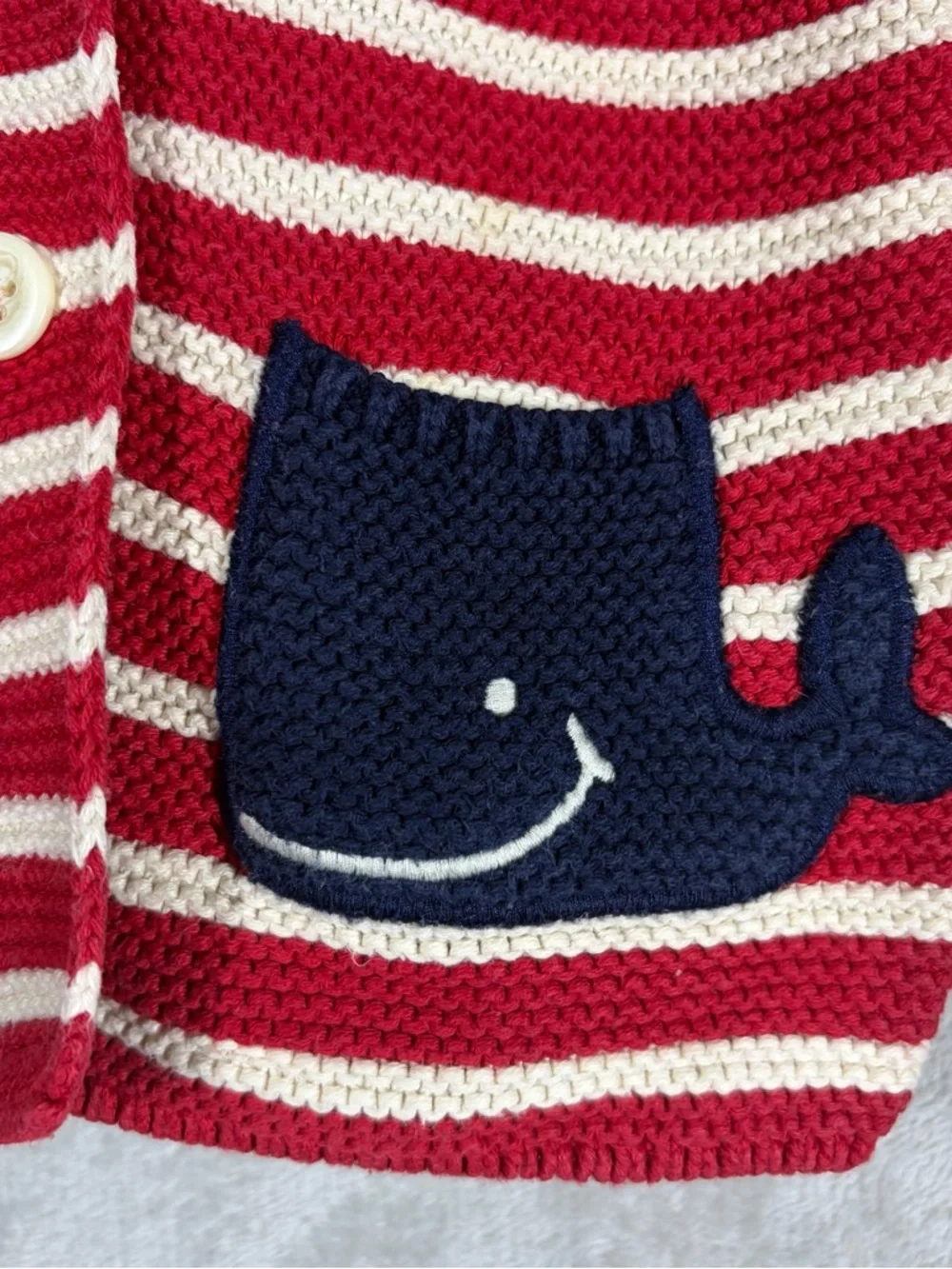 Baby Gap‎ Knit Whale Sweater Size 6-12 M Red Striped Nautical Ocean Animal